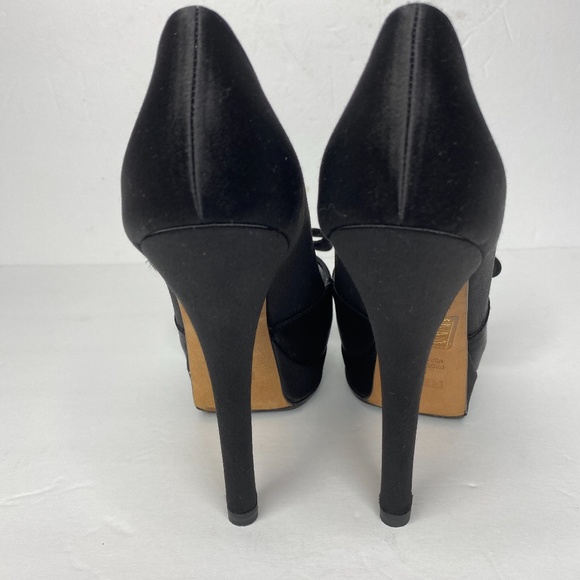 FENDI Deco Bow Black Platform Peep Toe Heels sz. 35 - $630 - Picture 7 of 8